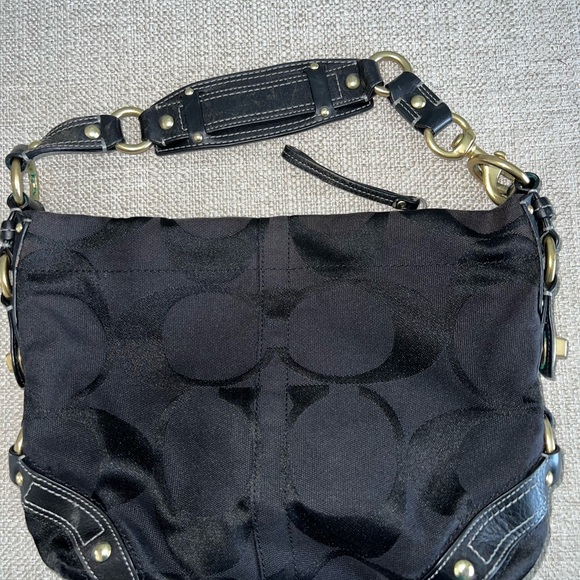 Coach Shoulder Bag, black signature canvas, like new - Picture 1 of 2